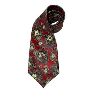 Mercedes Mickey Mouse Paisley Printed Silk Handmade Necktie PopArt Novelty Tie